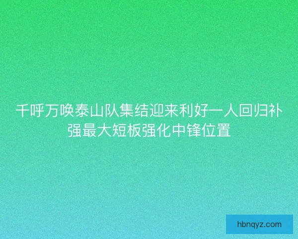 千呼万唤泰山队集结迎来利好一人回归补强最大短板强化中锋位置